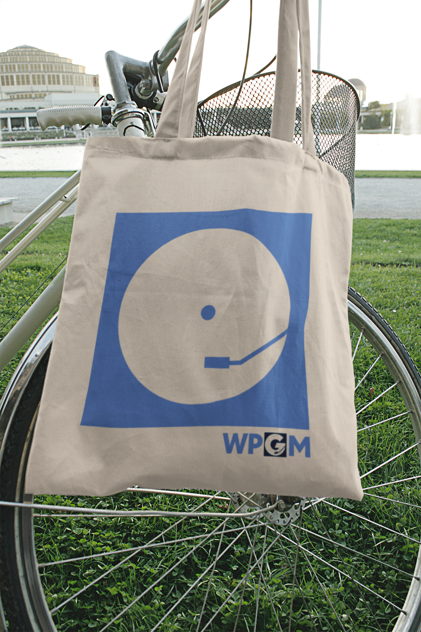 WPGM Vinyl Cotton Canvas Tote Bag (Blue)