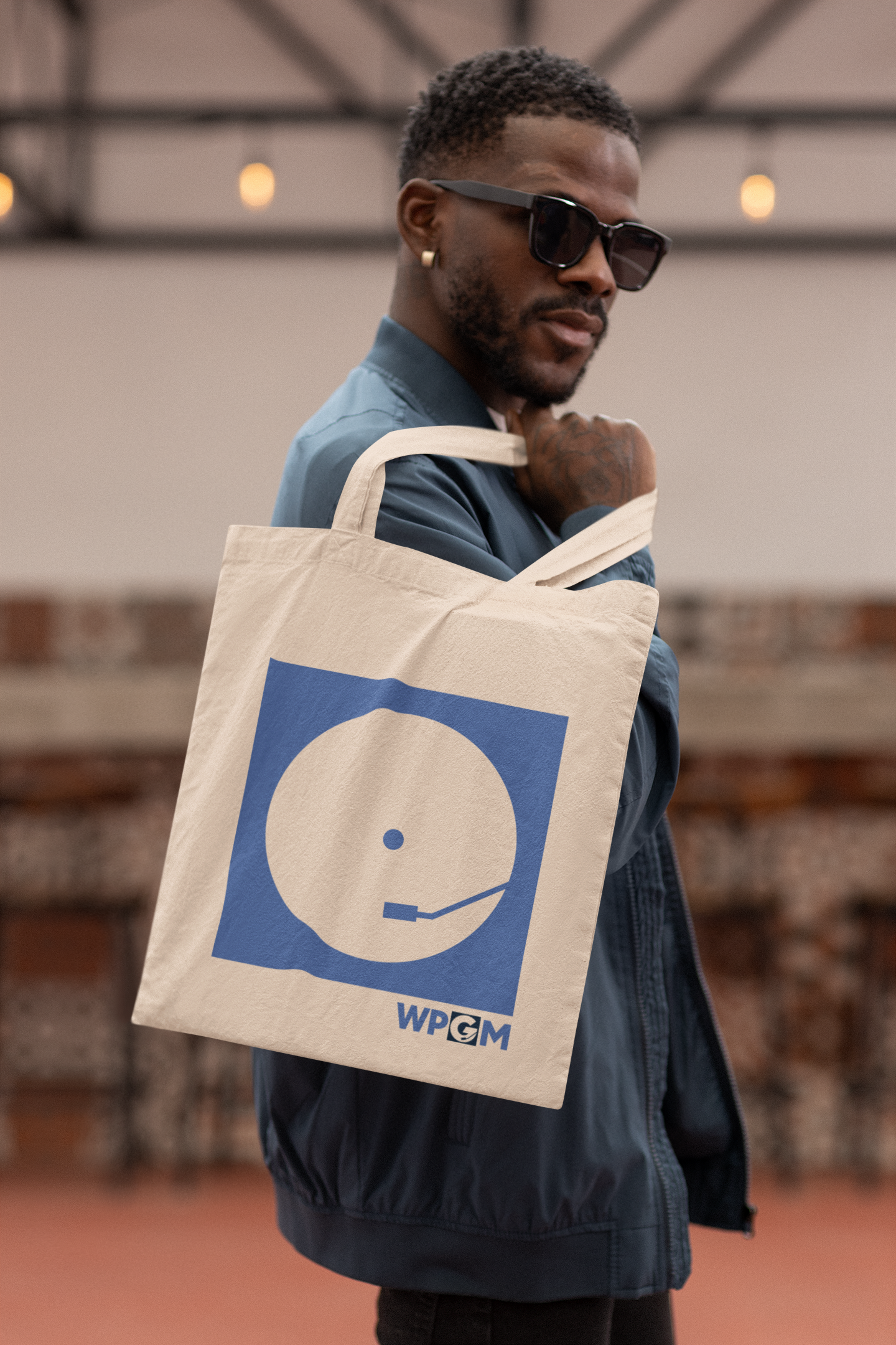 WPGM Vinyl Cotton Canvas Tote Bag (Blue)