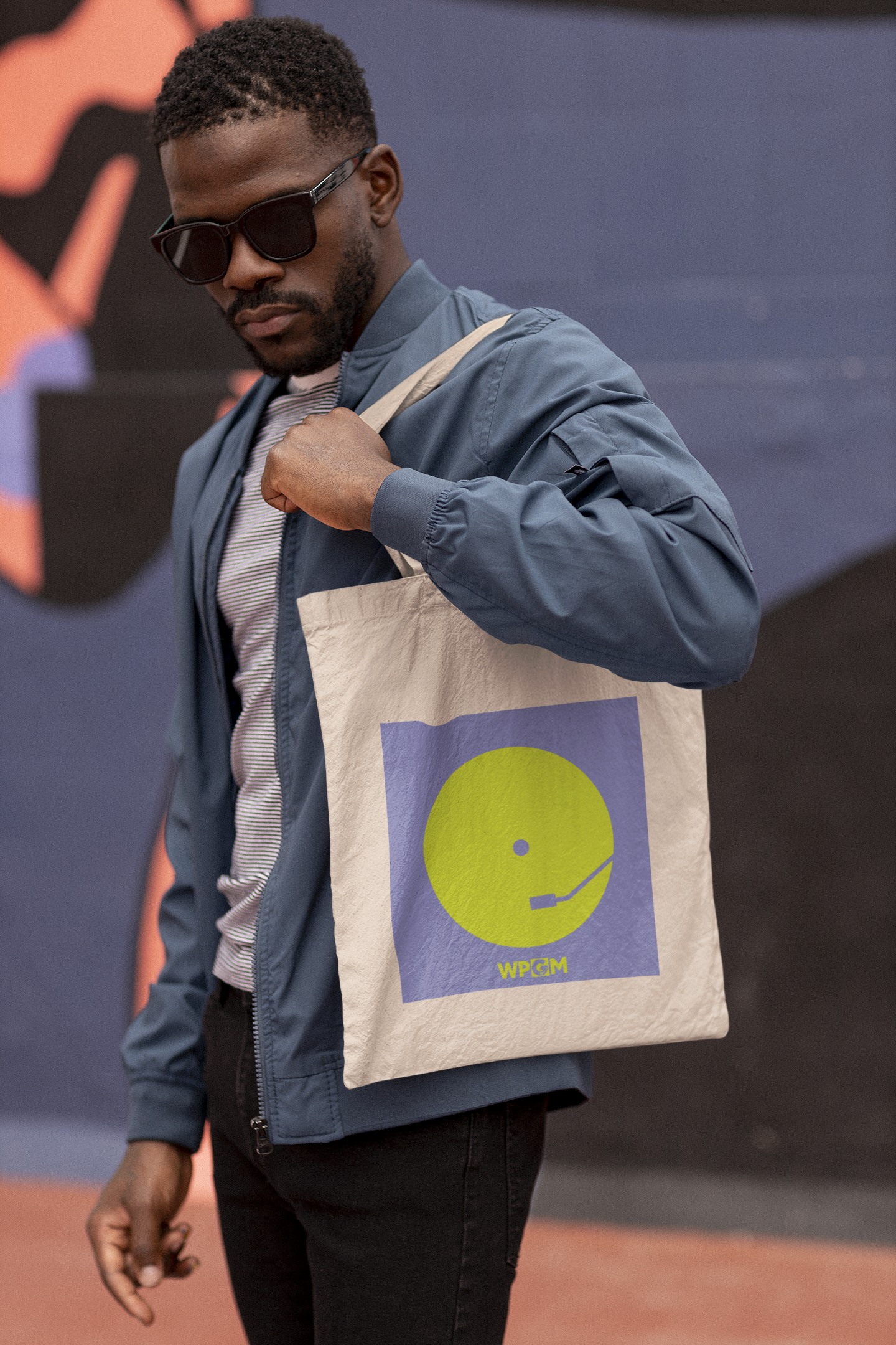 WPGM Vinyl Cotton Canvas Tote Bag (Purple-Lime)
