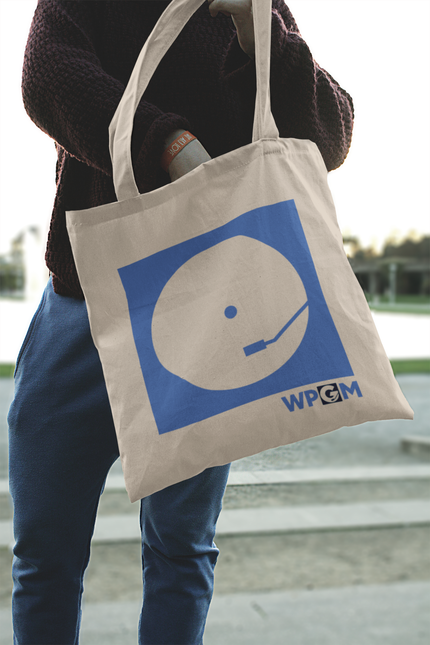 WPGM Vinyl Cotton Canvas Tote Bag (Blue)